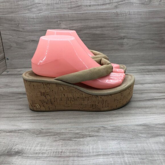 Veronica Beard Pink and Tan Wedge Sandals - Picture 3 of 12